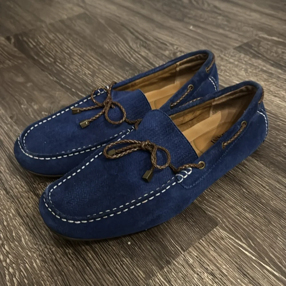 Alfani Men's Blue Suede Driving Loafers Moc Toe Slip On Shoes